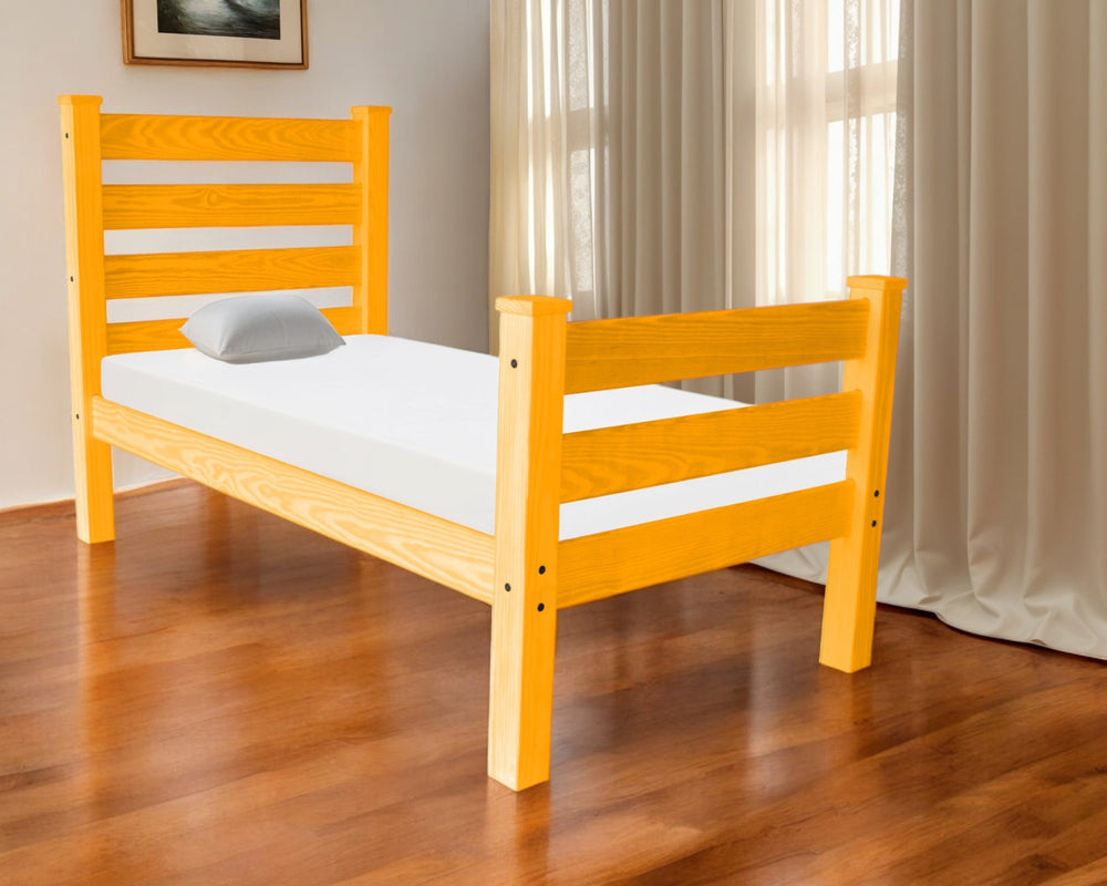Homeroots Orange Solid Wood Twin Bed Frame - Stylish & Durable Design For A Luxurious Sleep Experience!  Solid Wood 546941