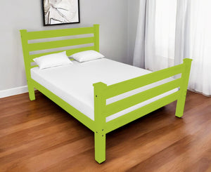Homeroots Lime Green Solid Wood Twin Bed Frame - Handcrafted Pine Design For Ultimate Comfort & Style  Solid Wood 546942
