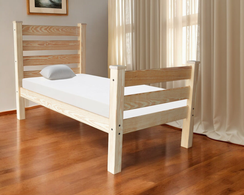 Homeroots Natural Solid Wood Twin Bed Frame - Stylish, Comfortable Design For Inviting Bedrooms, 52"H X 81"W  Solid Wood 546945