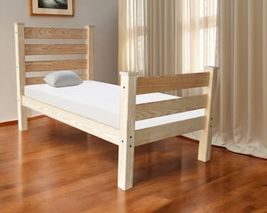 Homeroots Natural Solid Wood Twin Bed Frame - Stylish, Comfortable Design For Inviting Bedrooms, 52"H X 81"W  Solid Wood 546945