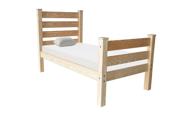 HomeRoots Natural Solid Pine Twin Bed Frame with Headboard, Footboard & Sturdy Platform Design for Small Rooms 546945