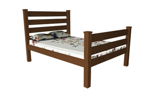 HomeRoots Brown Solid Wood Full Bed Frame – Durable Pine Construction with Headboard & Footboard for Comfort 546947