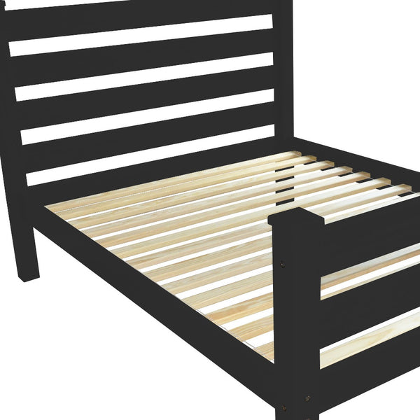 Homeroots Black Solid Wood Full Bed Frame - Handcrafted Pine Design For Ultimate Comfort & Durability, Luxurious Sleep Space  Solid Wood 546948