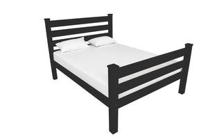 HomeRoots Black Solid Wood Full Bed Frame - Handcrafted Durable Pine with Chic Finish for Timeless Bedroom Style 546948