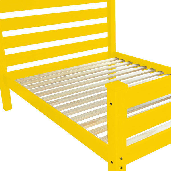 Homeroots Canary Yellow Solid Wood Full Bed Frame - Stylish Comfort, Durable Craftsmanship For A Cozy Bedroom  Solid Wood 546949
