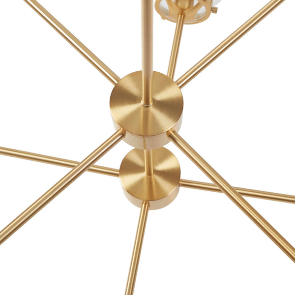 English Elm 8-Light Metal Globe Chandelier Gold Finish with Clear Glass Shades, 34" Dia, Modern Luxe Fixture B035P264529