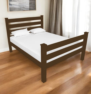 HomeRoots Coffee Solid Wood Full Bed Frame - Timeless Design, Durable Pine Construction, Elevate Your Sleep Space! 546951