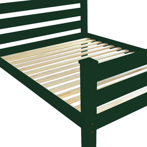 Homeroots Dark Green Solid Wood Full Bed Frame - Luxurious Comfort & Timeless Craftsmanship For Your Oasis  Solid Wood 546952