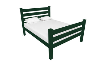 HomeRoots Dark Green Solid Pine Wood Full Bed Frame - Stylish Elevated Design for a Cozy, Modern Bedroom Retreat 546952