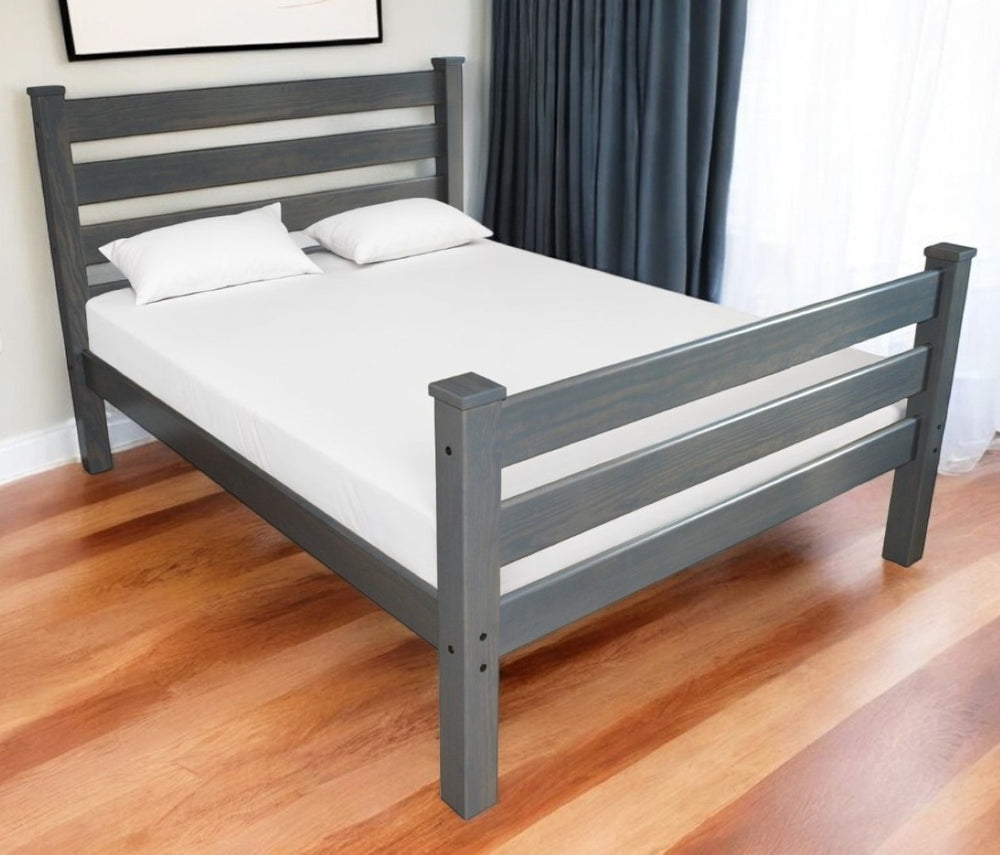 HomeRoots Gray Solid Wood Full Bed Frame - Durable, Modern Design with Headboard, Footboard & Unique Finish 546953