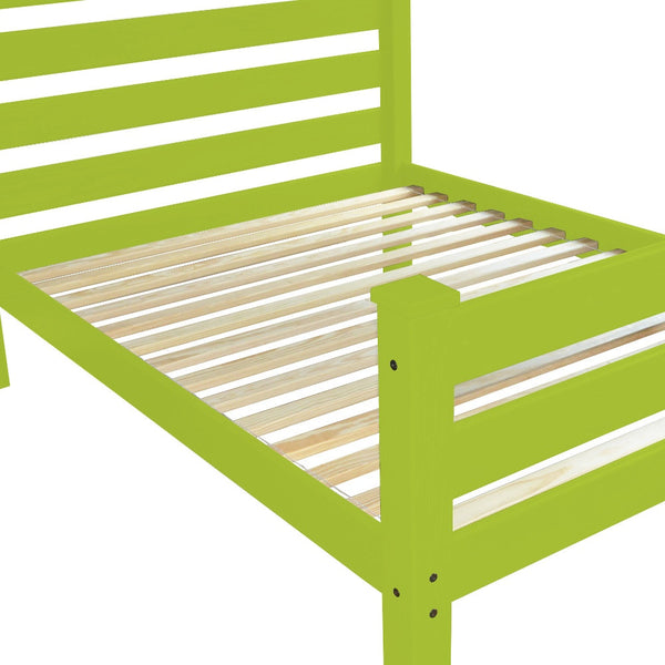 Homeroots Lime Green Solid Wood Full Bed Frame - Stylish Comfort For Your Bedroom Oasis, Durable & Inviting  Solid Wood 546956