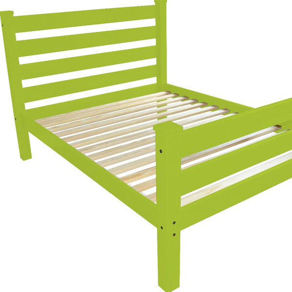 Homeroots Lime Green Solid Wood Full Bed Frame - Stylish Comfort For Your Bedroom Oasis, Durable & Inviting  Solid Wood 546956