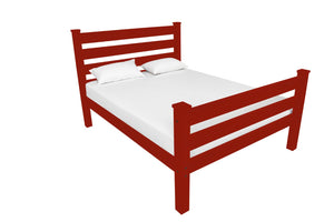 HomeRoots Red Solid Wood Full Bed Frame - Stylish Pine Construction, Vibrant Finish & Sturdy Design for Comfort 546958
