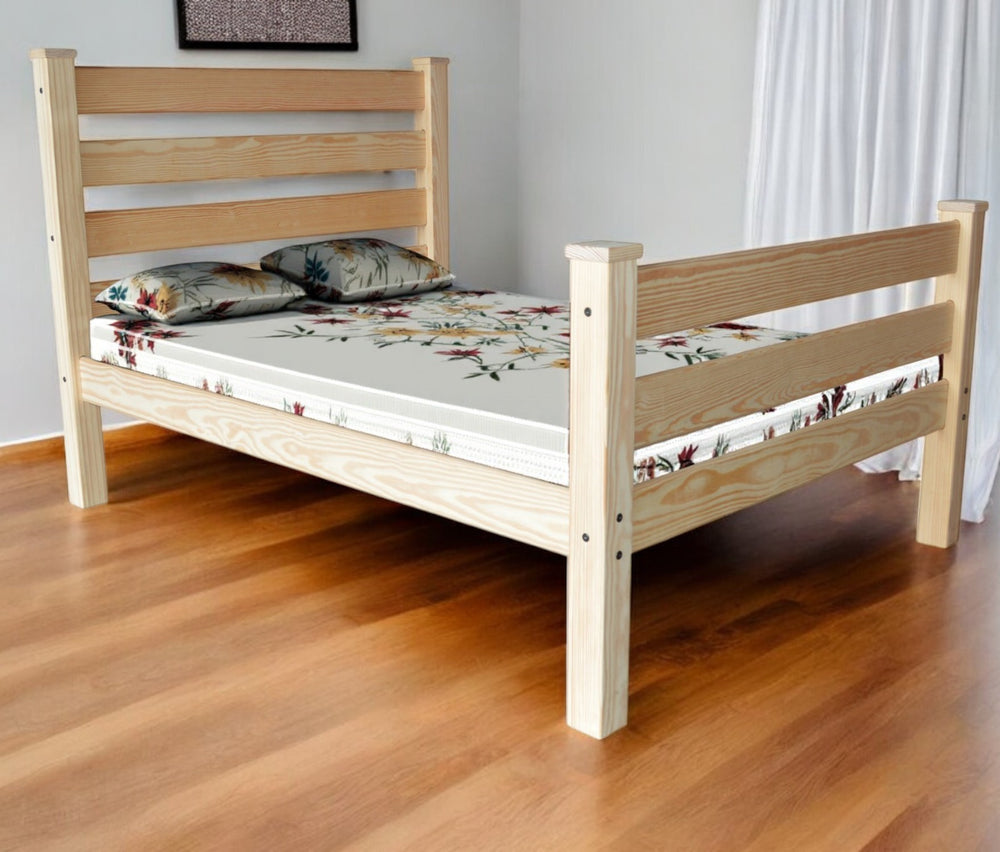 Homeroots Natural Solid Wood Full Bed Frame - Durable, Stylish Design For Ultimate Comfort & Restful Sleep  Solid Wood 546959