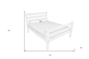 HomeRoots White Solid Wood Full Bed Frame - Handcrafted Pine Design, Coastal Charm, Durable Support & Easy Assembly 546960