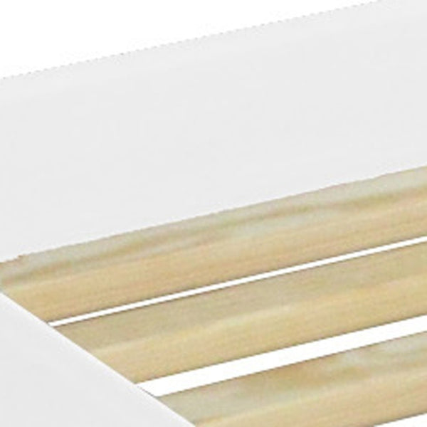 HomeRoots White Solid Wood Full Bed Frame - Handcrafted Pine Design, Coastal Charm, Durable Support & Easy Assembly 546960