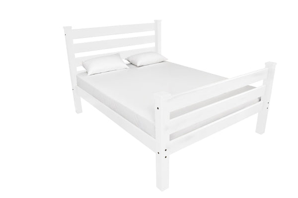 HomeRoots White Solid Wood Full Bed Frame - Handcrafted Pine Design, Coastal Charm, Durable Support & Easy Assembly 546960