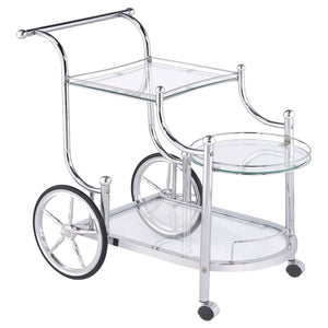 English Elm Reia Chrome 3-Tier Serving Cart with Tempered Glass Shelves, Smooth Casters, Sleek Metallic Finish B062P328717