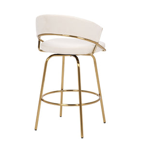 English Elm Jie Glam Velvet Counterstools with Gold Metal Frame for Kitchen Islands Set of 2 B202S00332