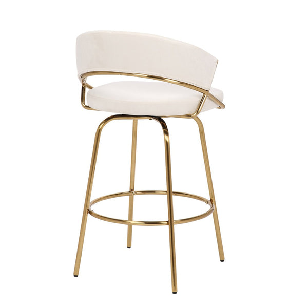 English Elm Jie Glam Velvet Counterstools with Gold Metal Frame for Kitchen Islands Set of 2 B202S00332