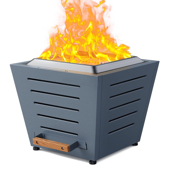 English Elm 25 Smokeless Fire Pit 25" Stainless Steel Wood Burning Portable Patio Fireplace with Ash Tray Handles Blue W944P272835
