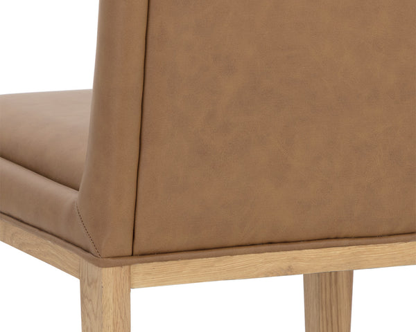 Sunpan Kalla Dining Chair Set of 2 - Stylish Milliken Cognac Upholstery, Rustic Oak Base & Gold Caps