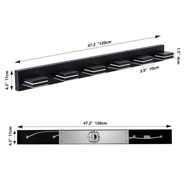 English Elm Modern Black Led Vanity Light - 6-Light Wall Sconce For Bright, Stylish Bathroom & Makeup Areas W2312P374916