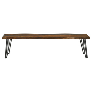 English Elm Neve Grey Sheesham Live Edge Bench 70" Rustic-Modern Dining Seat with Hairpin Iron Legs, Sleek B062S00872