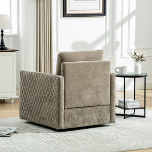 English Elm 29.5''w Chenille Swivel Club Chair with Hidden Storage Tufted Square Seat for Reading Nooks Taupe W3118P419158