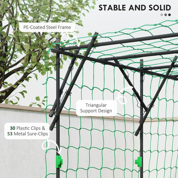 English Elm Garden Metal Arch Trellis with Climbing Net for Outdoor Vines and Vegetable Plants T3971P397317