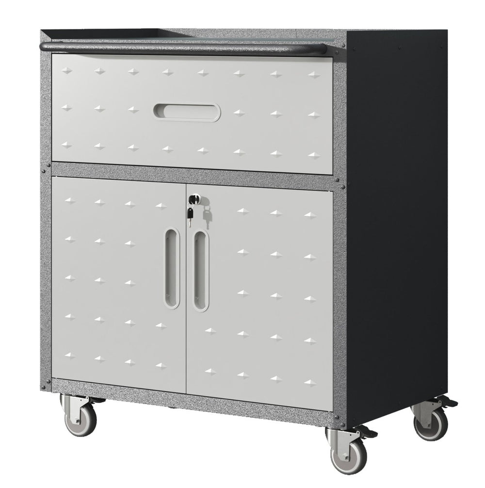 English Elm Sturdy Rolling Steel Garage Cabinet with Locking Doors One Drawer and Caster Wheels T2398P222833