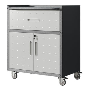 English Elm Sturdy Rolling Steel Garage Cabinet with Locking Doors One Drawer and Caster Wheels T2398P222833
