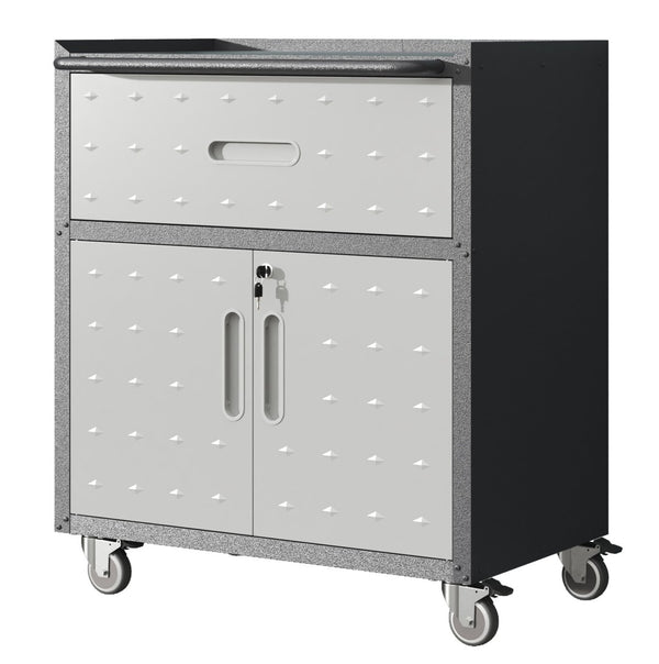 English Elm Sturdy Rolling Steel Garage Cabinet with Locking Doors One Drawer and Caster Wheels T2398P222833