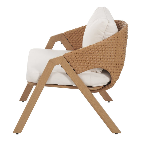 English Elm Christopher Knight Home® - Patio Weather-Resistant Wicker Chairs with Removable Water-Repellent Cushions, Durable Steel Frame Set Teak,White 39.5 L x 27 W x 16.5 H N776P271809B