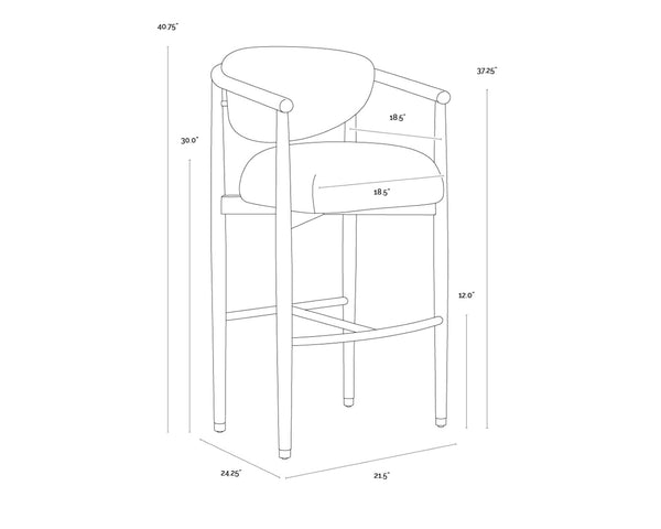Sunpan SIGRID Barstool - Elegant Light Oak Frame with Monument Oatmeal Upholstery for Modern Interiors 112154