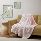 Intelligent Design Emma Casual Shaggy Faux Fur Throw ID50-1606 Blush