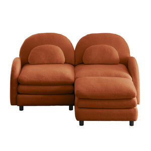 English Elm Teddy Fleece Modular Loveseat with Ottoman Curved Sculptural Sofa for Living Room Orange W5656S00093
