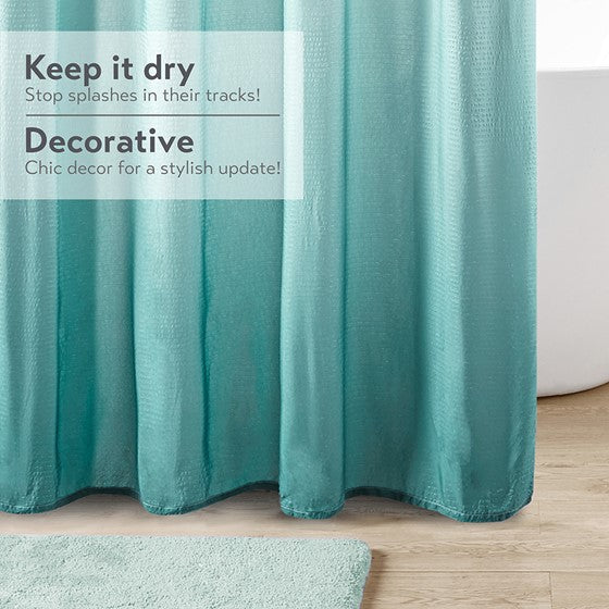 English Elm Ombre Seersucker Shower Curtain Aqua 72x72 – Lightweight Embossed Texture, Machine Washable Elegance B035P268152