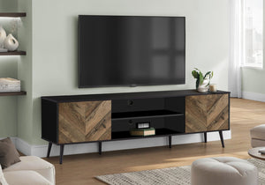 English Elm Tv Stand, 72-Inch Modern Console With Storage Cabinets For Living Room & Bedroom - Brown & Black Design B2710P219123-GIGA