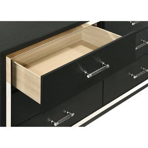 English Elm Frances Six Drawer Dresser Warm Wood Grain Finish with Nickel Bail Handles for Bedroom B062P447798
