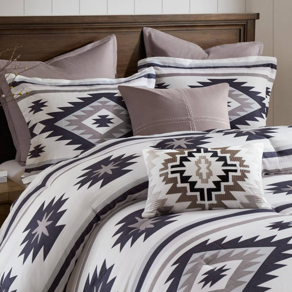 English Elm 8-piece Full Comforter Set Herringbone Weave Bedding with Embroidered Decorative Pillows B035P482957