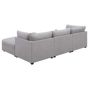 English Elm Lafayette Modular Grey Sectional Sofa with Ottoman Storage and Feather Down Cushions B062S01441
