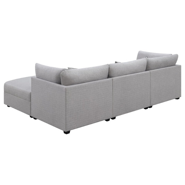 English Elm Lafayette Modular Grey Sectional Sofa with Ottoman Storage and Feather Down Cushions B062S01441