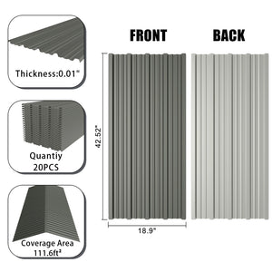 English Elm 20 Pcs Galvanized Steel Corrugated Roofing Panels Waterproof Shed Garage Outdoor W3213P431188