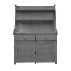 English Elm [Assembly 65inch Garden Potting Bench Table Fir Wood Workstation with 3-Tier Shelves Drawers Cabinet for Organization and Durability Gray N717P220217E