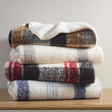 Woolrich Bloomington Lodge/Cabin Faux Mohair to Sherpa Throw WR50-3967 Natural