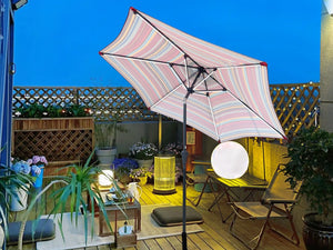 English Elm 9ft Solar Led Patio Umbrella Coastal Stripe Canopy with Uv Protection Crank Tilt Red Striped W656P403815