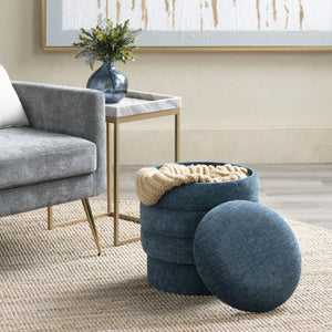 Crestview Collection Modern Storage Ottoman - Stylish Chenille Furniture For Living Room, Bedroom & Entryway Organization Navy Mdf Evfzr3996dnm