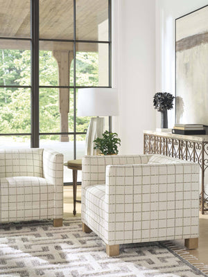 Lexington Chandler Upholstered Accent Chair Handcrafted Hardwood Frame Weathered Oak Tailored Seat 5472-11-60