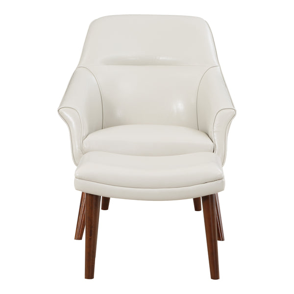 OSP Home Furnishings Waneta Chair and Ottoman Cream